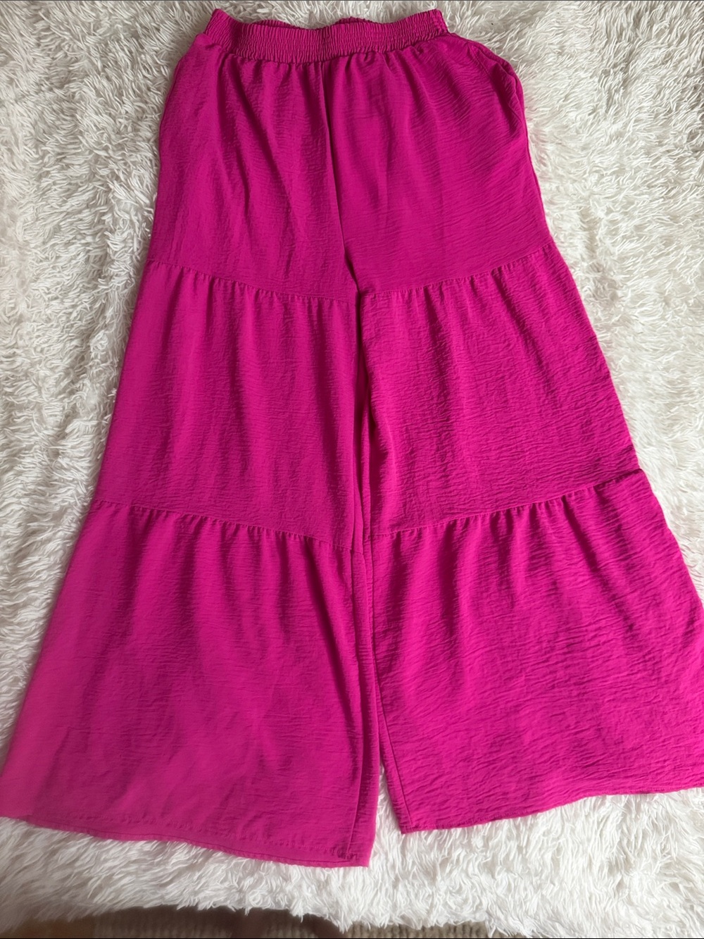 Women's Wide-Leg Tiered Pants in Vibrant Hot Pink